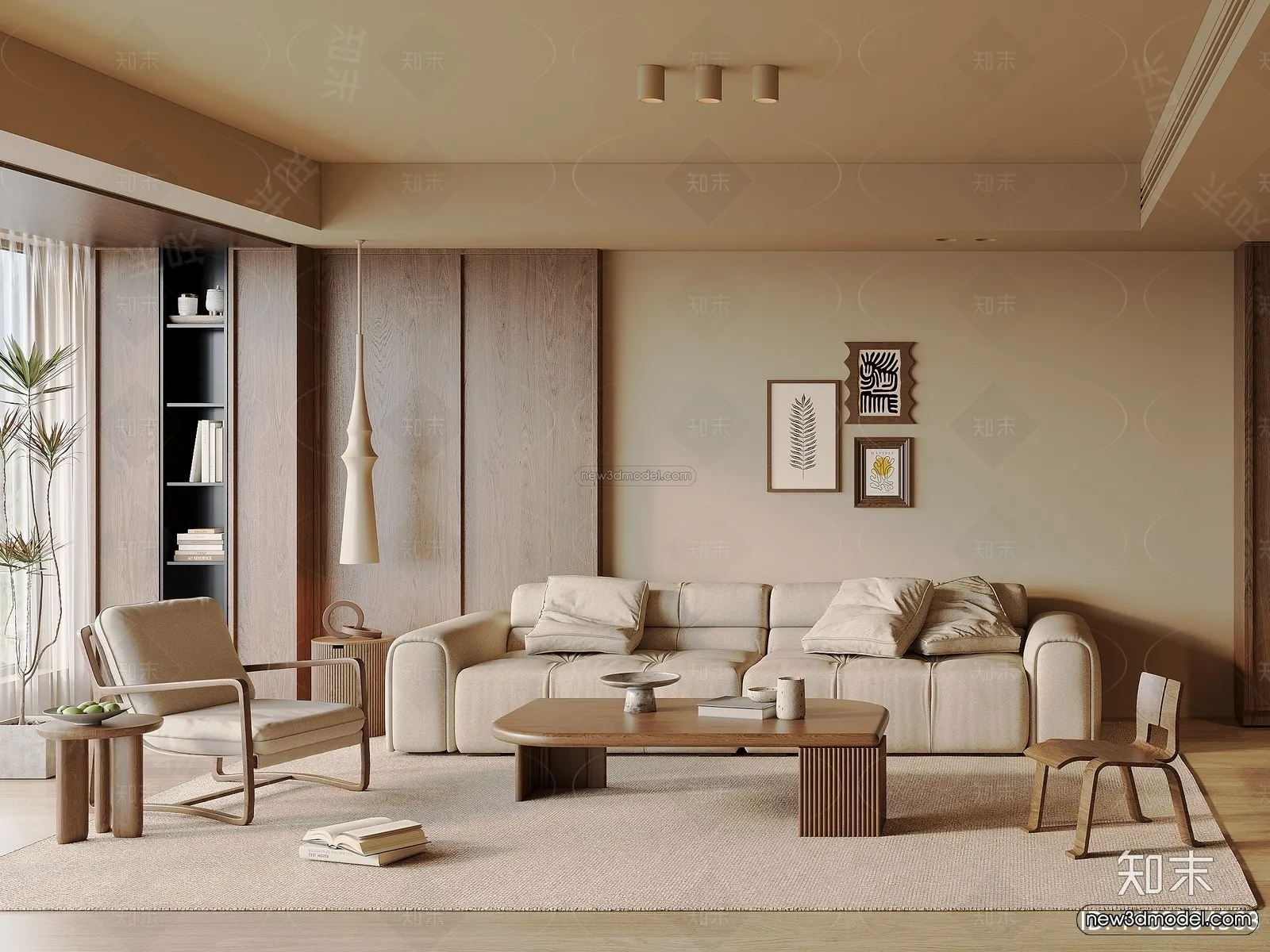 Modern Style Interior 3D Blocks and 3D Models - Living Room 3D Scene - 230