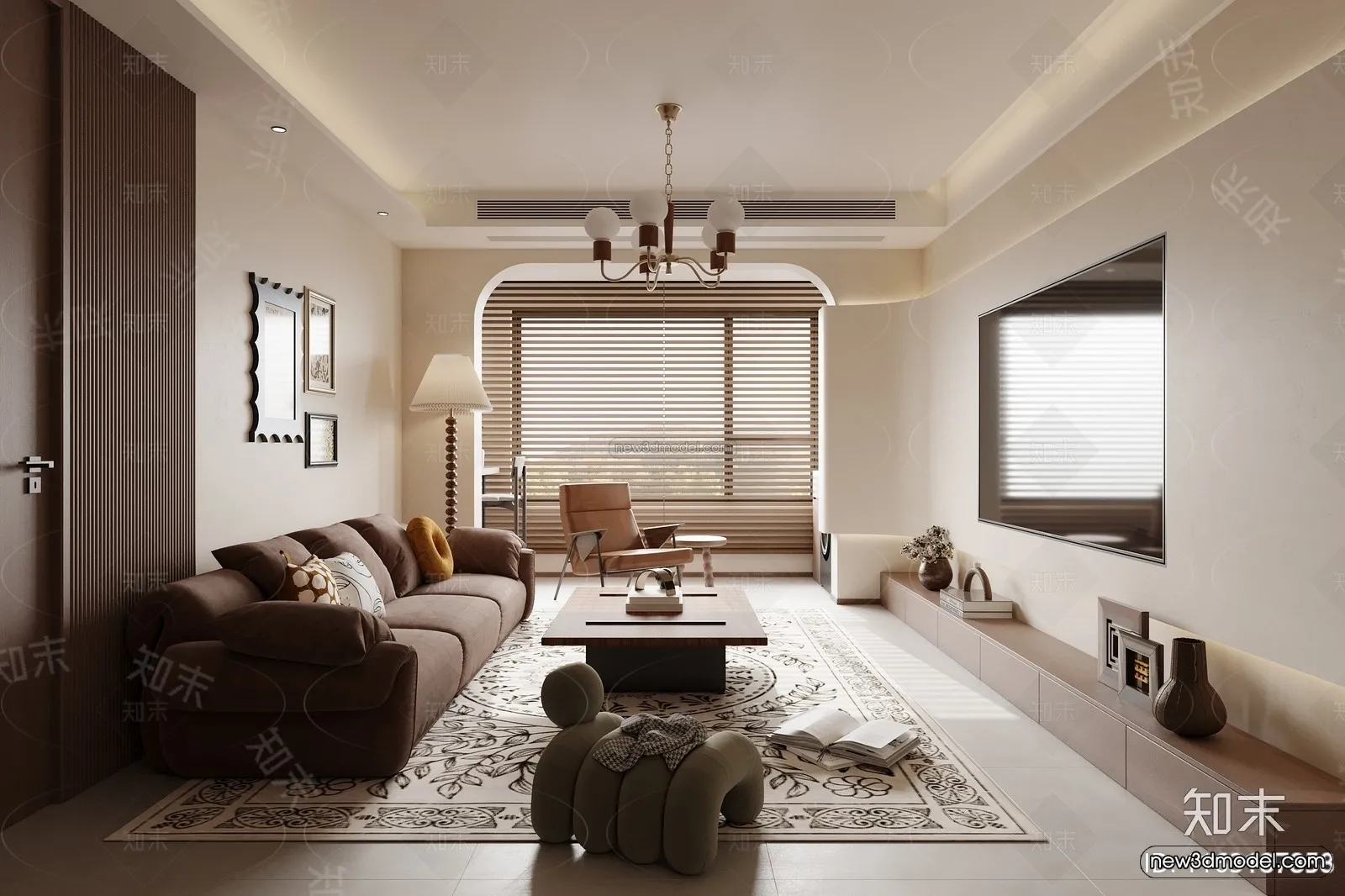 Modern Style Interior 3D Blocks and 3D Models - Living Room 3D Scene - 234