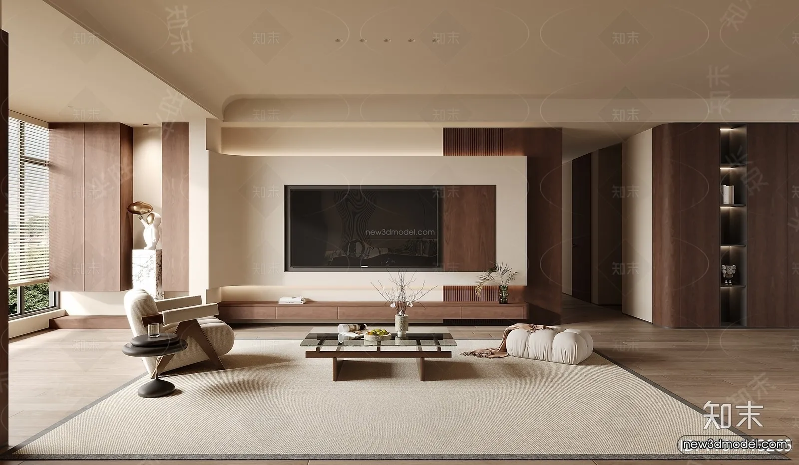 Modern Style Interior 3D Blocks and 3D Models - Living Room 3D Scene - 235