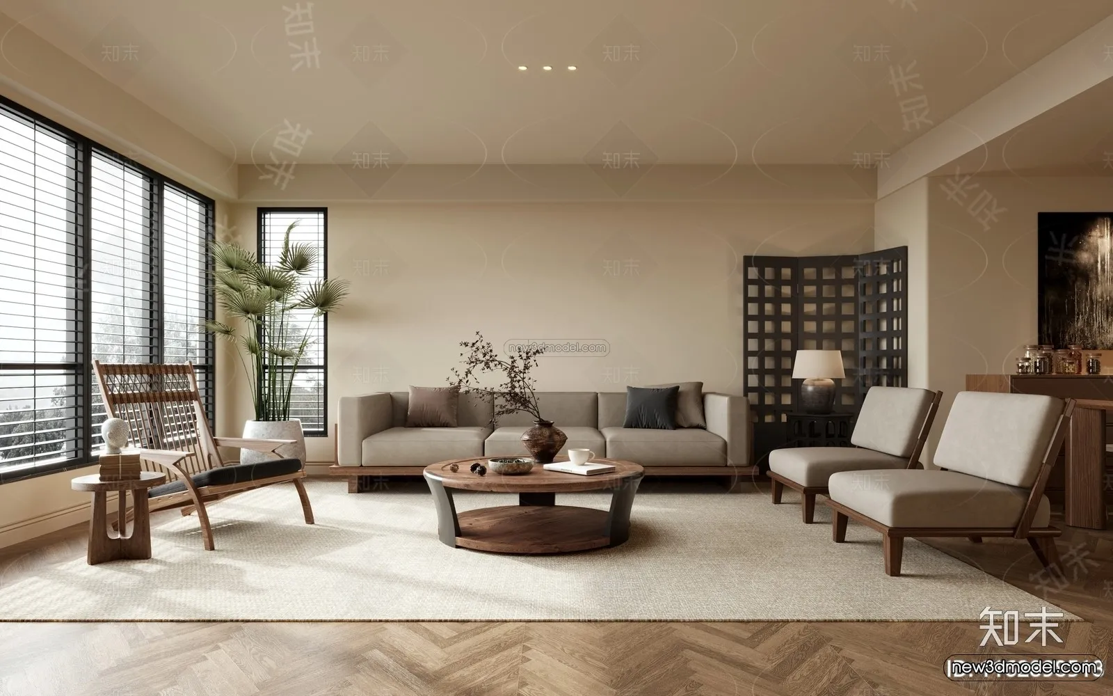 Modern Style Interior 3D Blocks and 3D Models - Living Room 3D Scene - 236