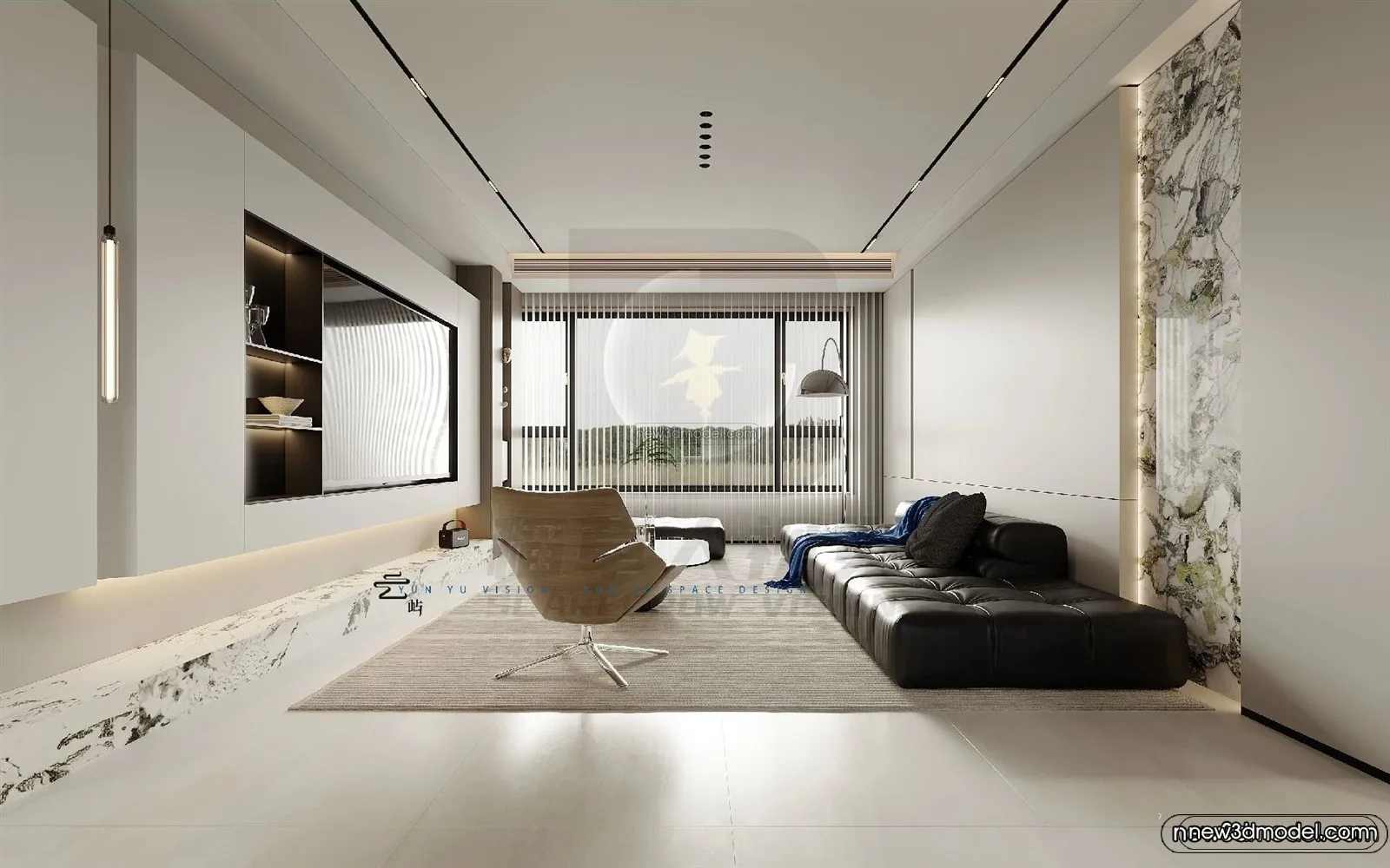 Modern Style Interior 3D Blocks and 3D Models - Living Room 3D Scene - 237