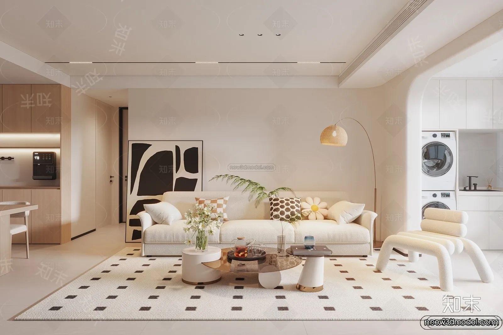 Modern Style Interior 3D Blocks and 3D Models - Living Room 3D Scene - 239