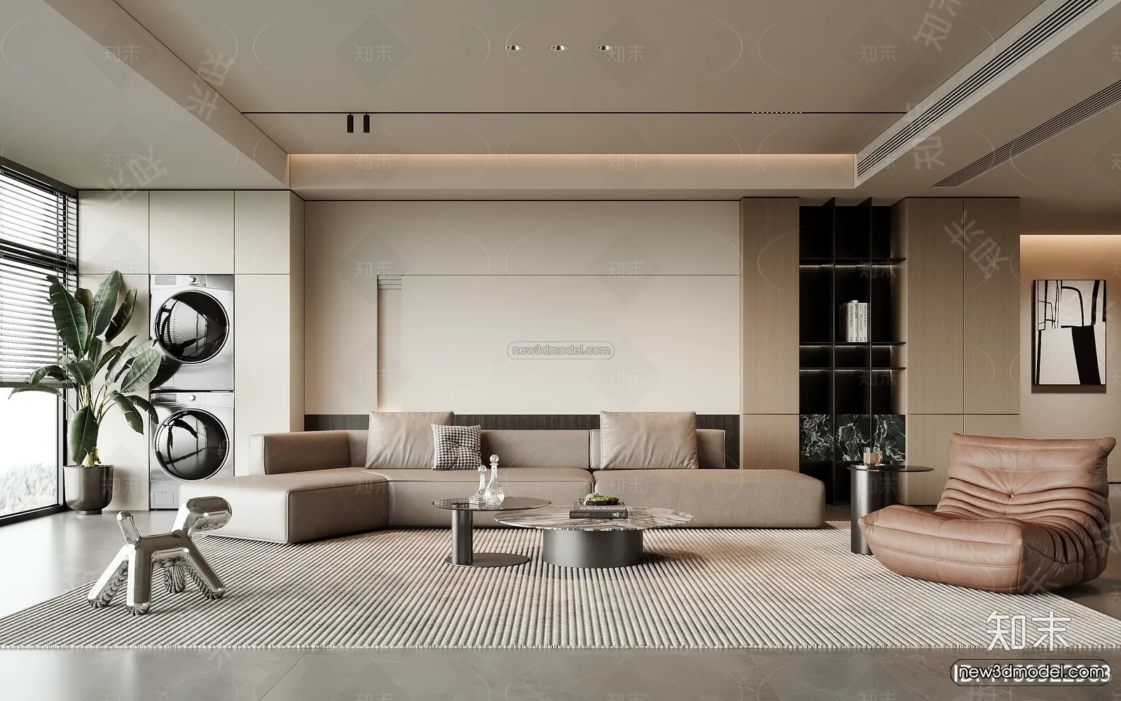 Modern Style Interior 3D Blocks and 3D Models - Living Room 3D Scene - 240