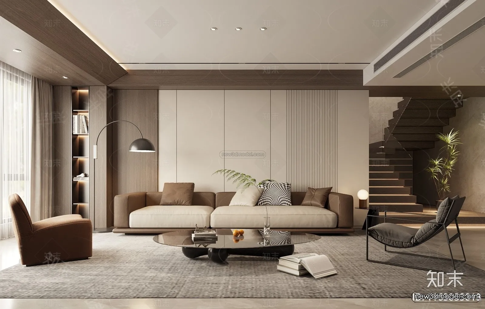 Modern Style Interior 3D Blocks and 3D Models - Living Room 3D Scene - 241