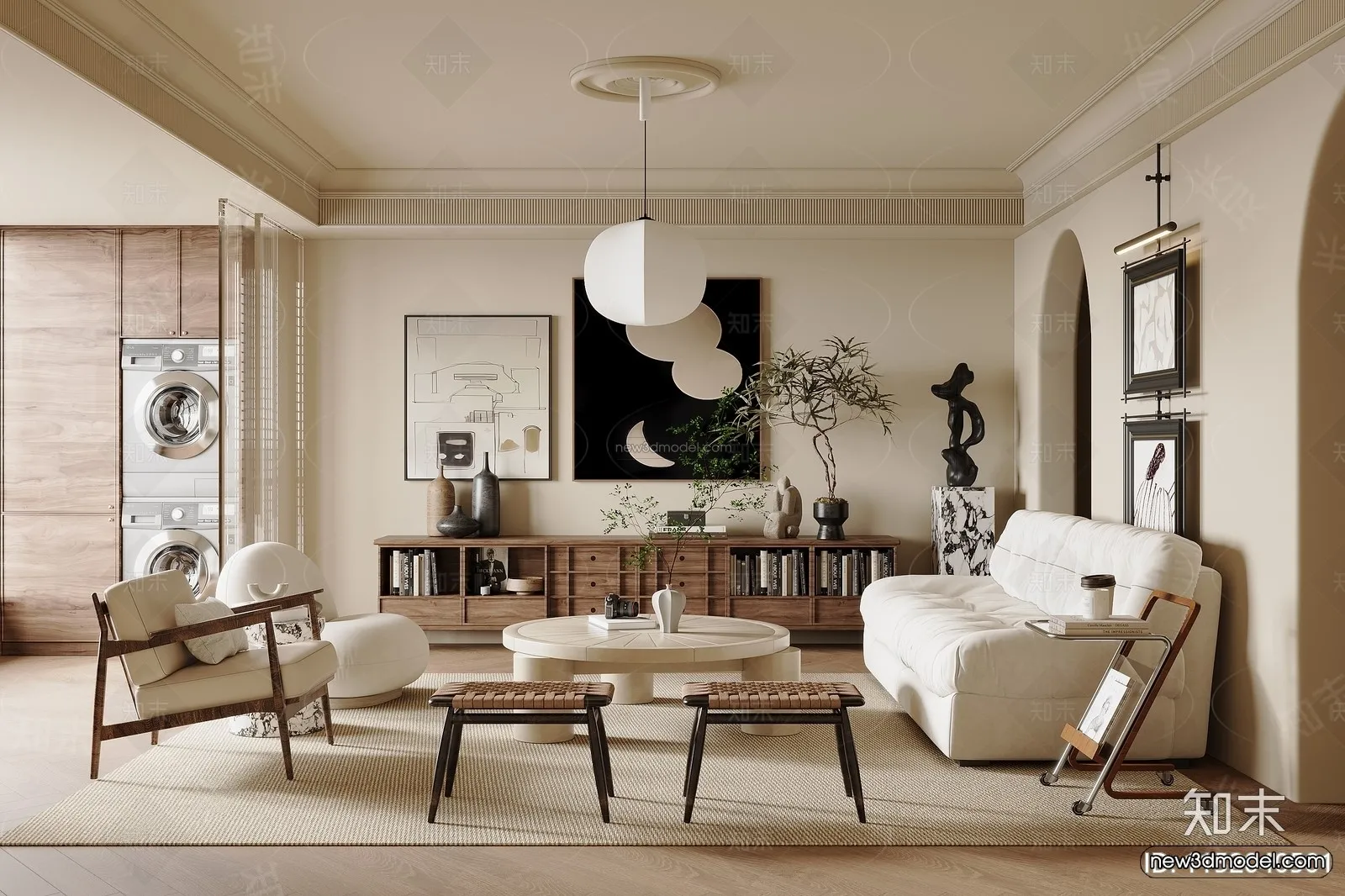 Modern Style Interior 3D Blocks and 3D Models - Living Room 3D Scene - 243