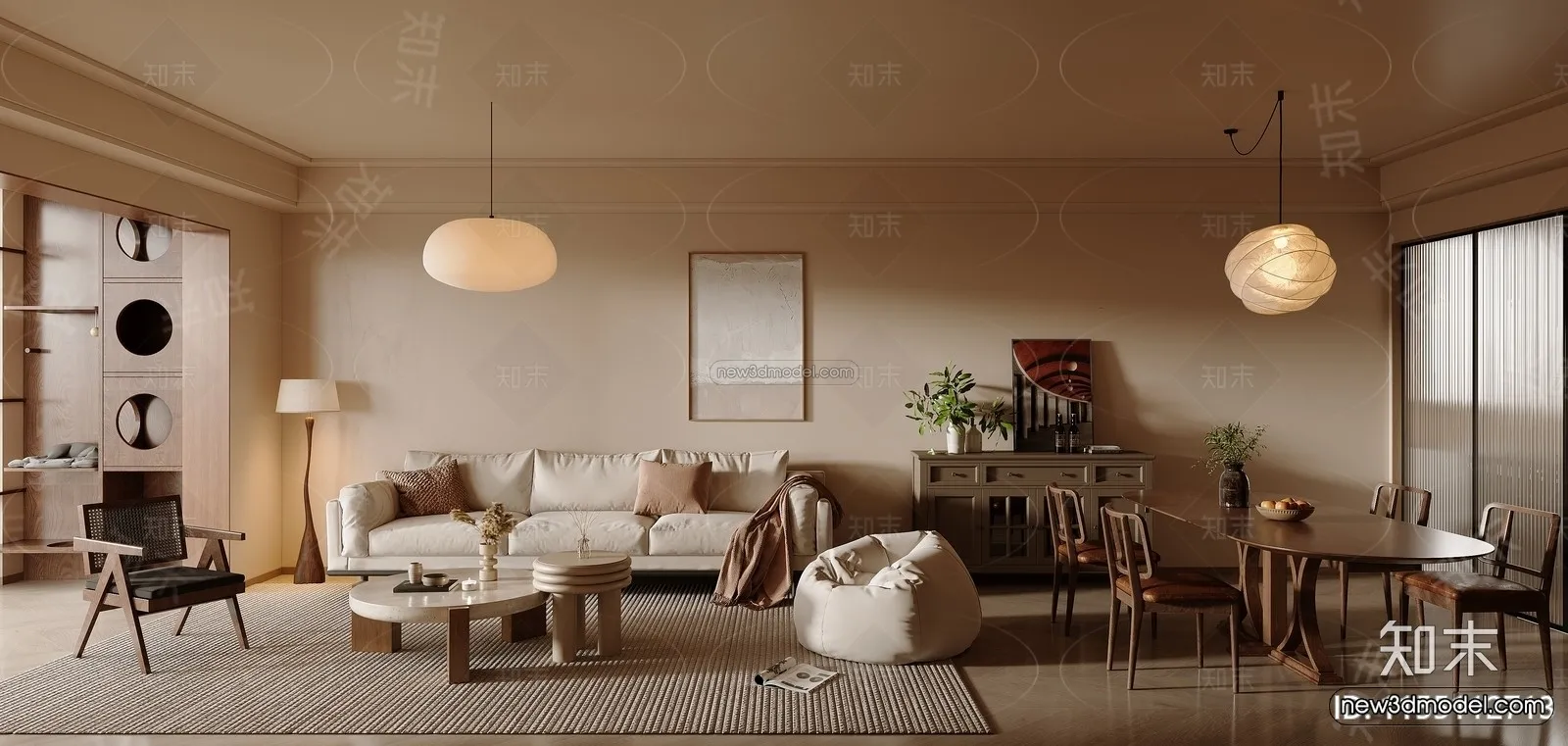 Modern Style Interior 3D Blocks and 3D Models - Living Room 3D Scene - 245