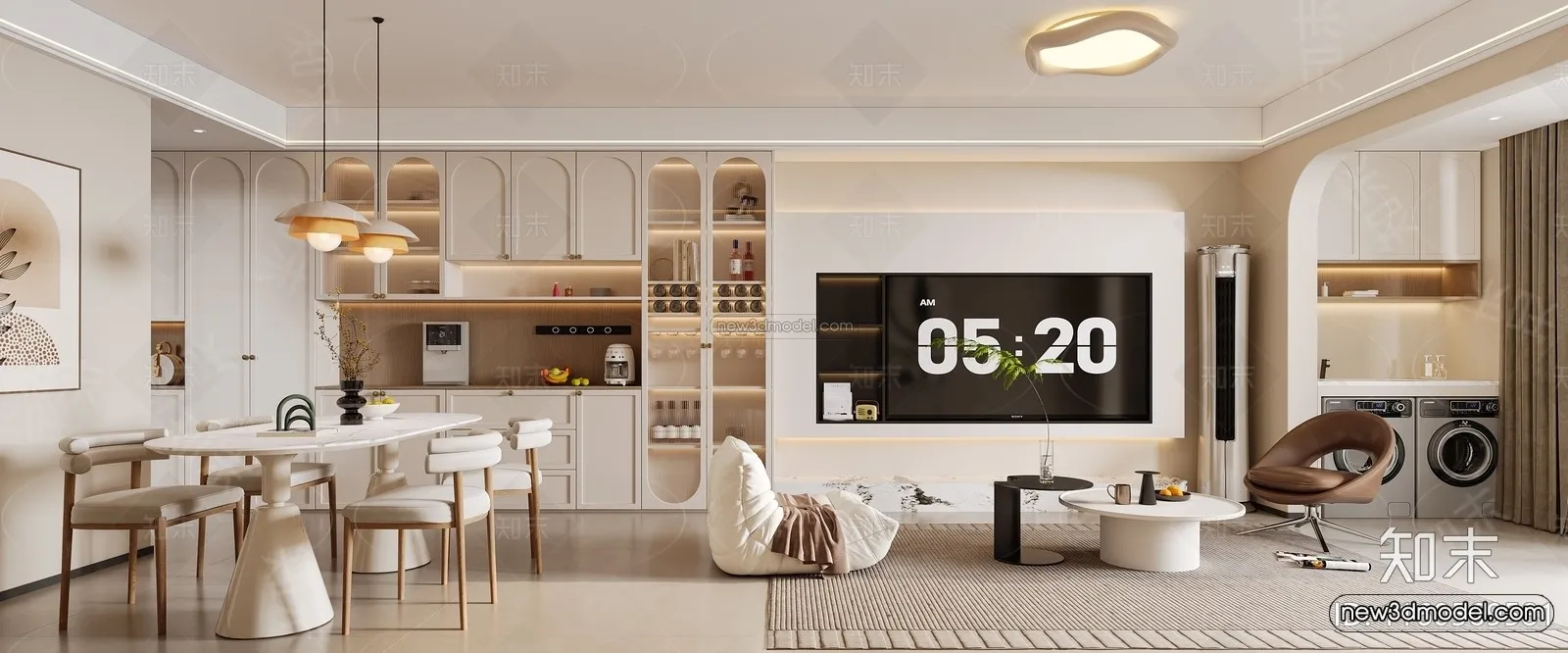 Modern Style Interior 3D Blocks and 3D Models - Living Room 3D Scene - 246