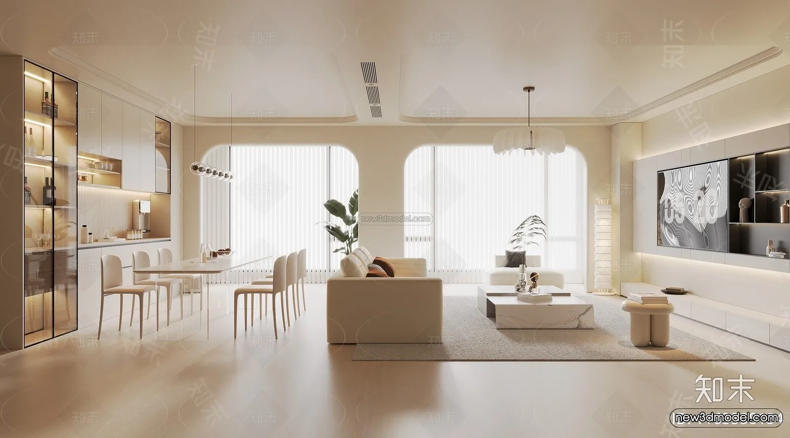 Modern Style Interior 3D Blocks and 3D Models - Living Room 3D Scene - 247