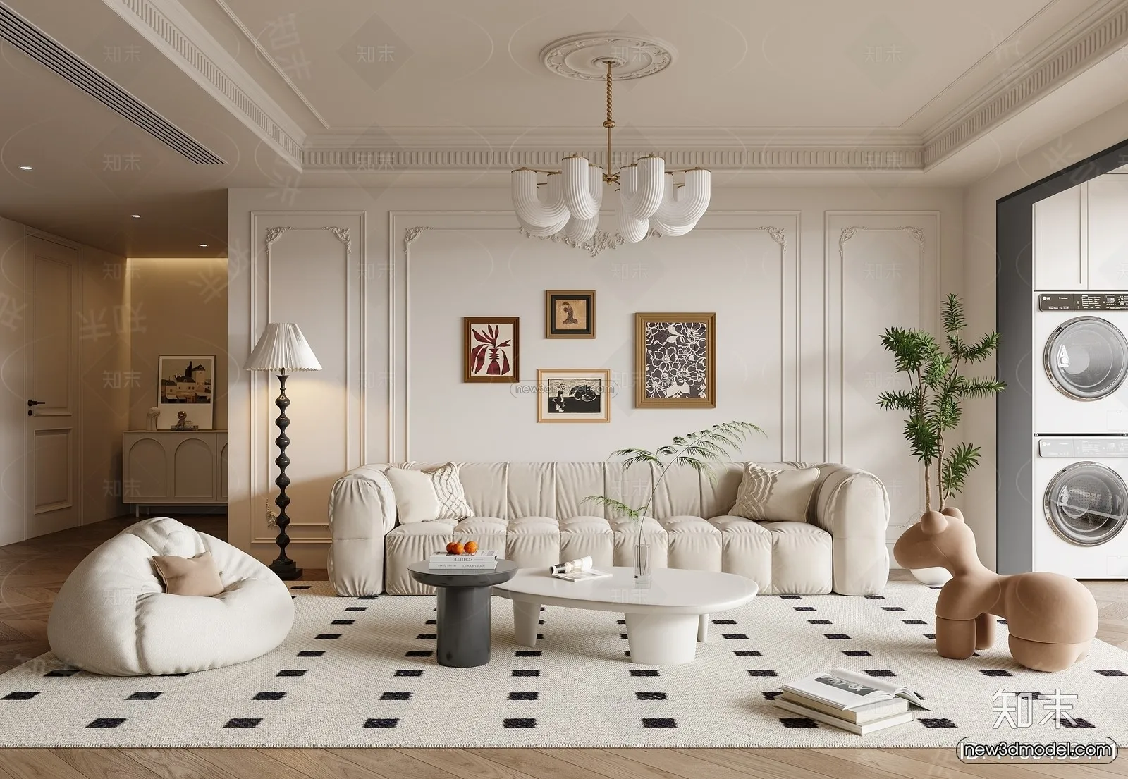 Modern Style Interior 3D Blocks and 3D Models - Living Room 3D Scene - 249