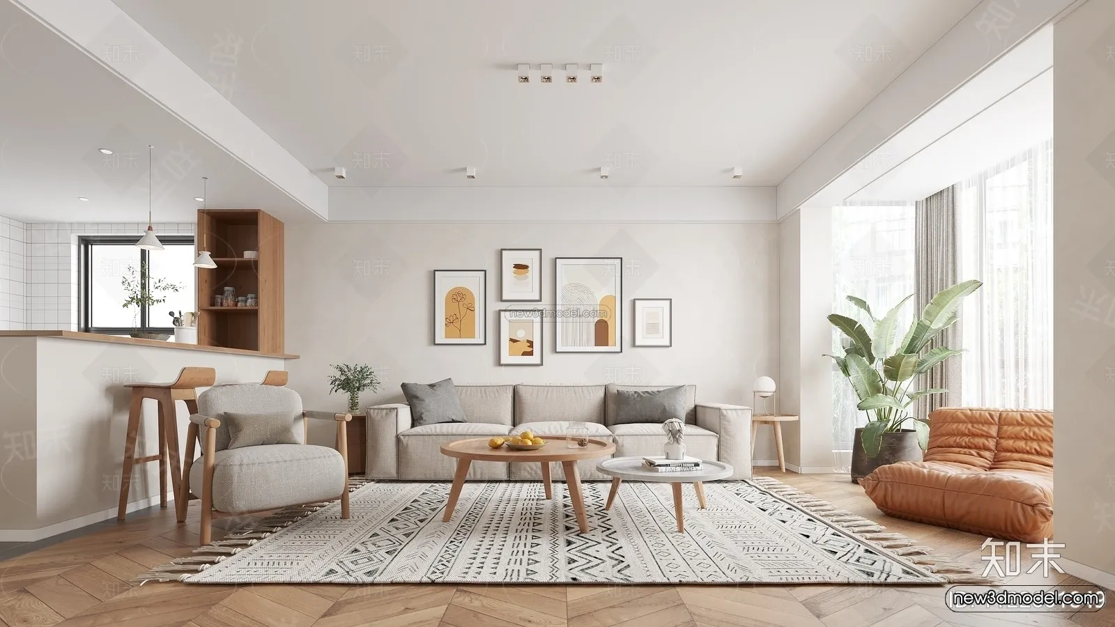 Modern Style Interior 3D Blocks and 3D Models - Living Room 3D Scene - 250
