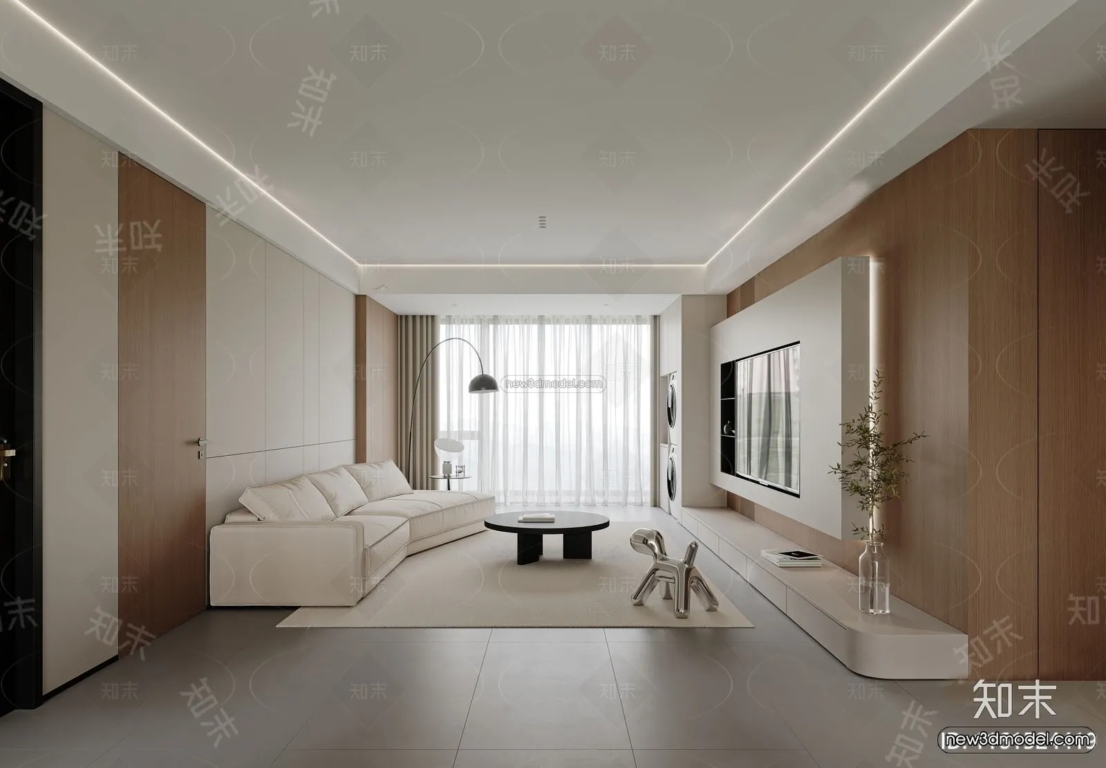 Modern Style Interior 3D Blocks and 3D Models - Living Room 3D Scene - 252