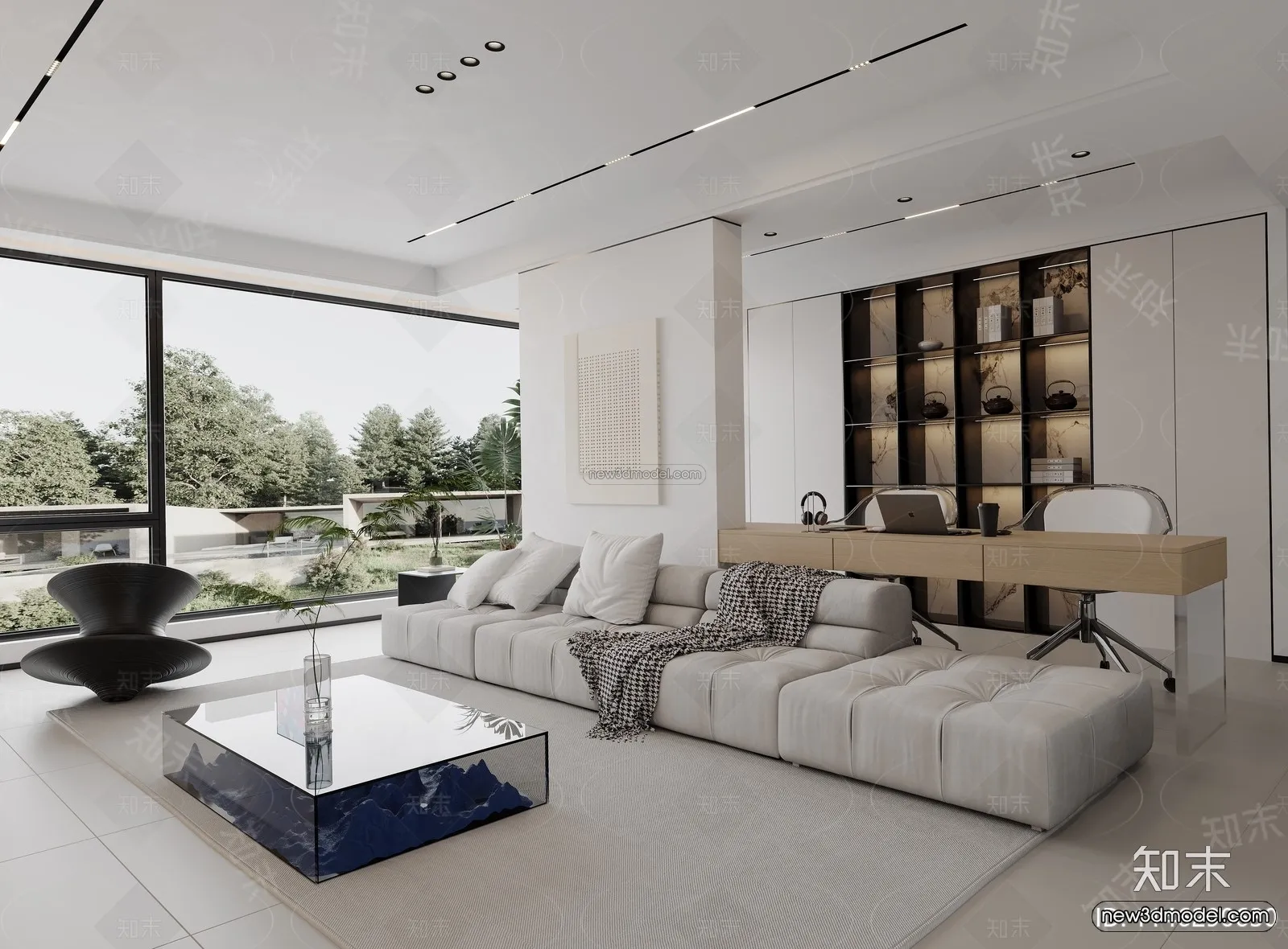 Modern Style Interior 3D Blocks and 3D Models - Living Room 3D Scene - 253