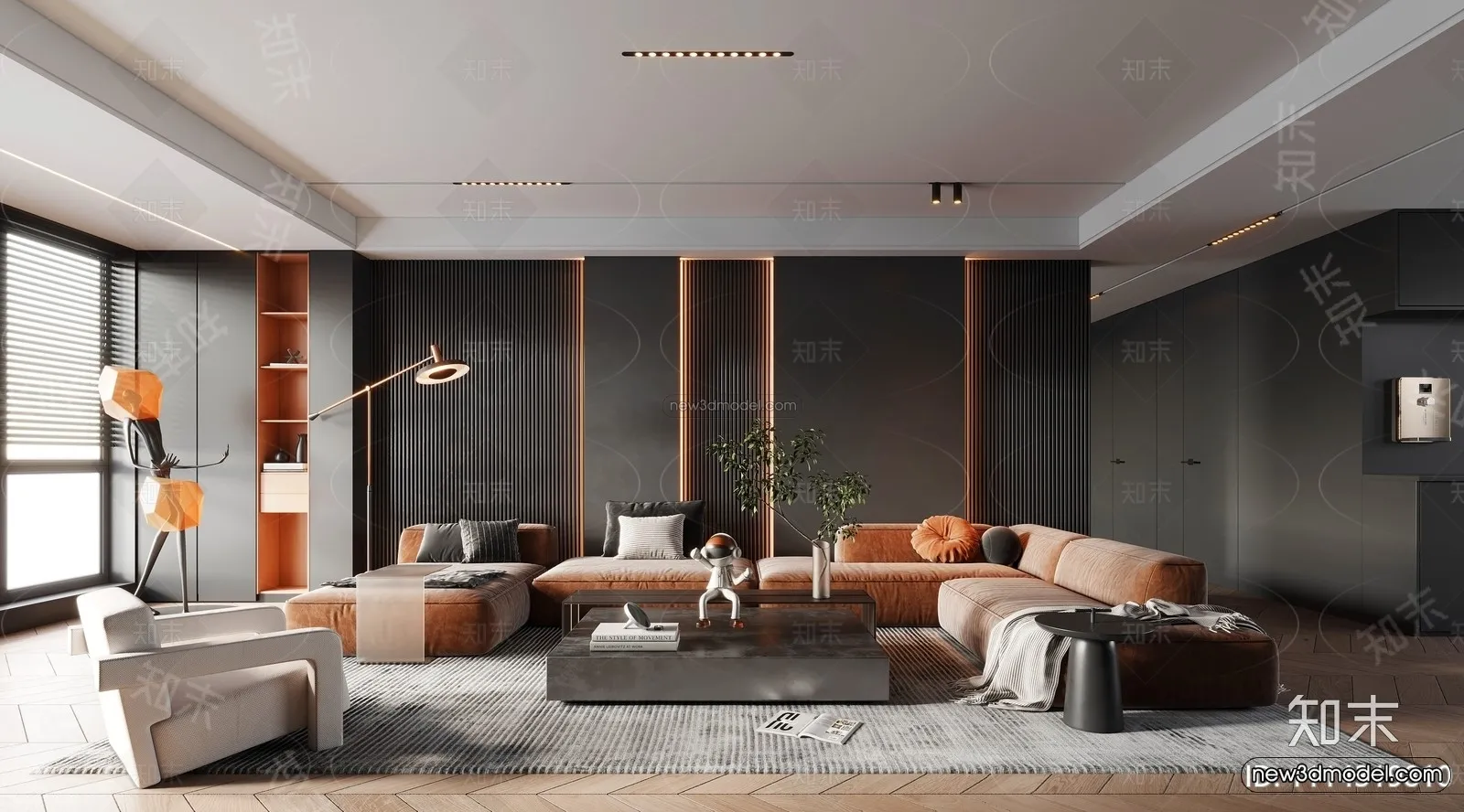 Modern Style Interior 3D Blocks and 3D Models - Living Room 3D Scene - 257