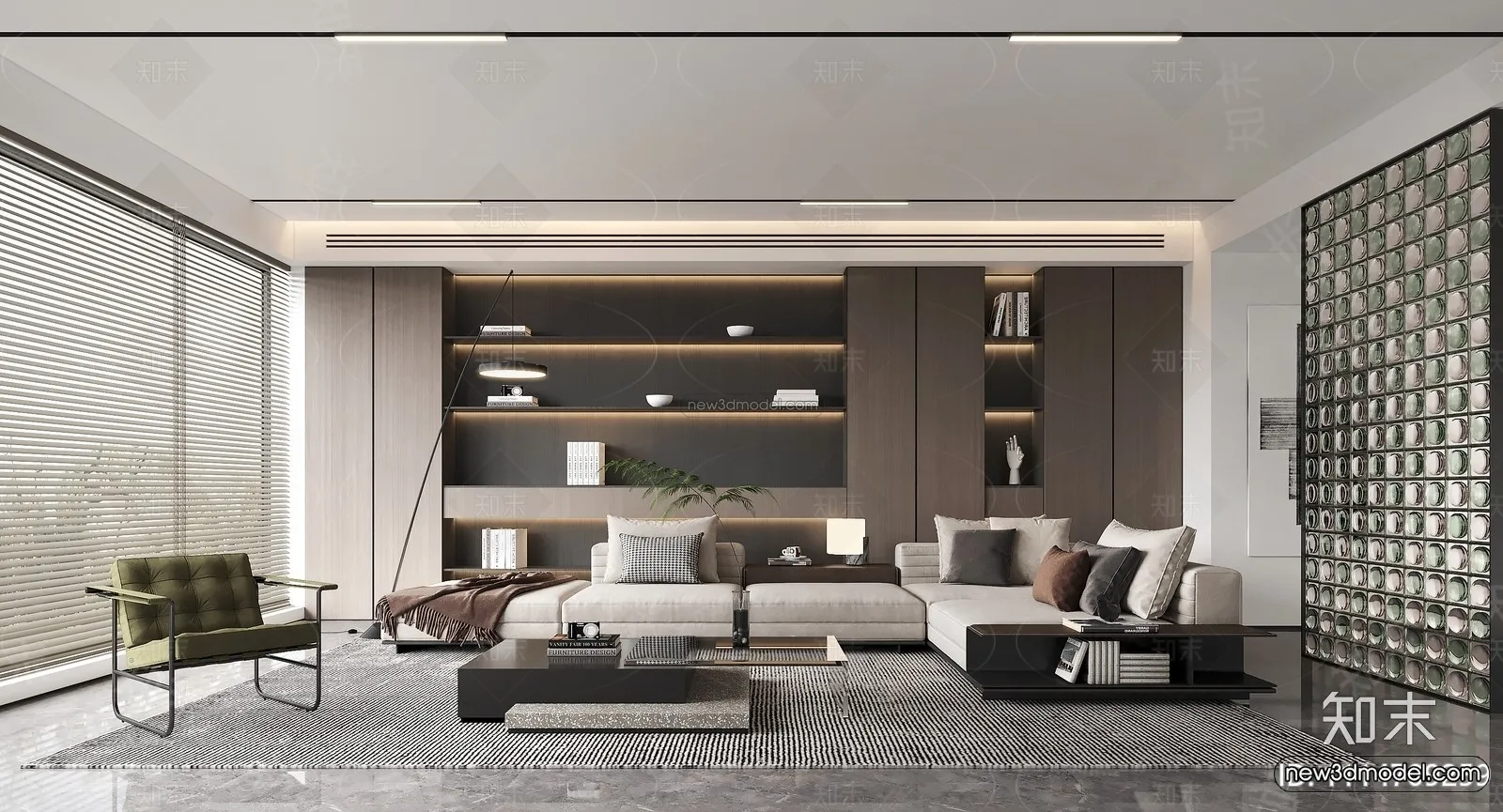 Modern Style Interior 3D Blocks and 3D Models - Living Room 3D Scene - 258