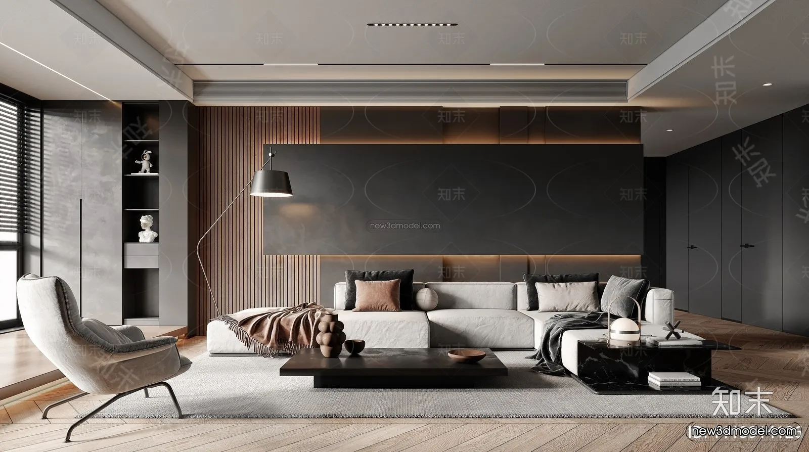 Modern Style Interior 3D Blocks and 3D Models - Living Room 3D Scene - 259