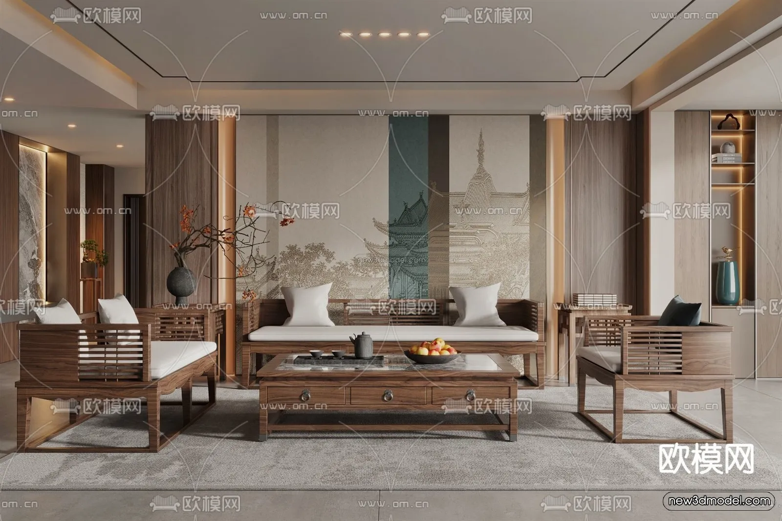 Modern Style Interior 3D Blocks and 3D Models - Living Room 3D Scene - 262