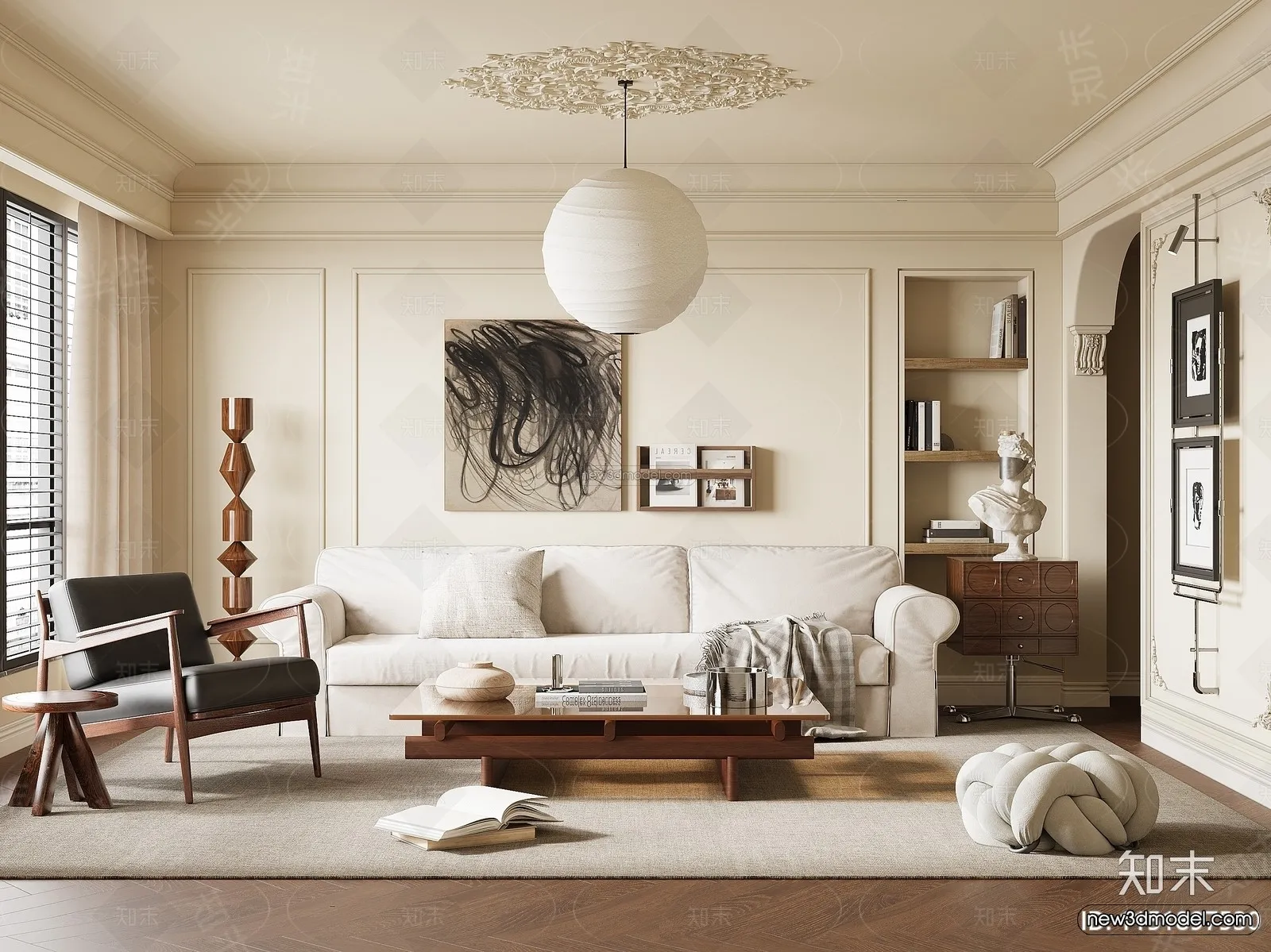 Modern Style Interior 3D Blocks and 3D Models - Living Room 3D Scene - 264