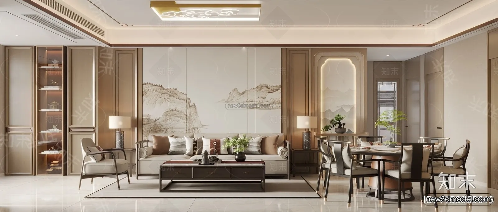 Modern Style Interior 3D Blocks and 3D Models - Living Room 3D Scene - 268