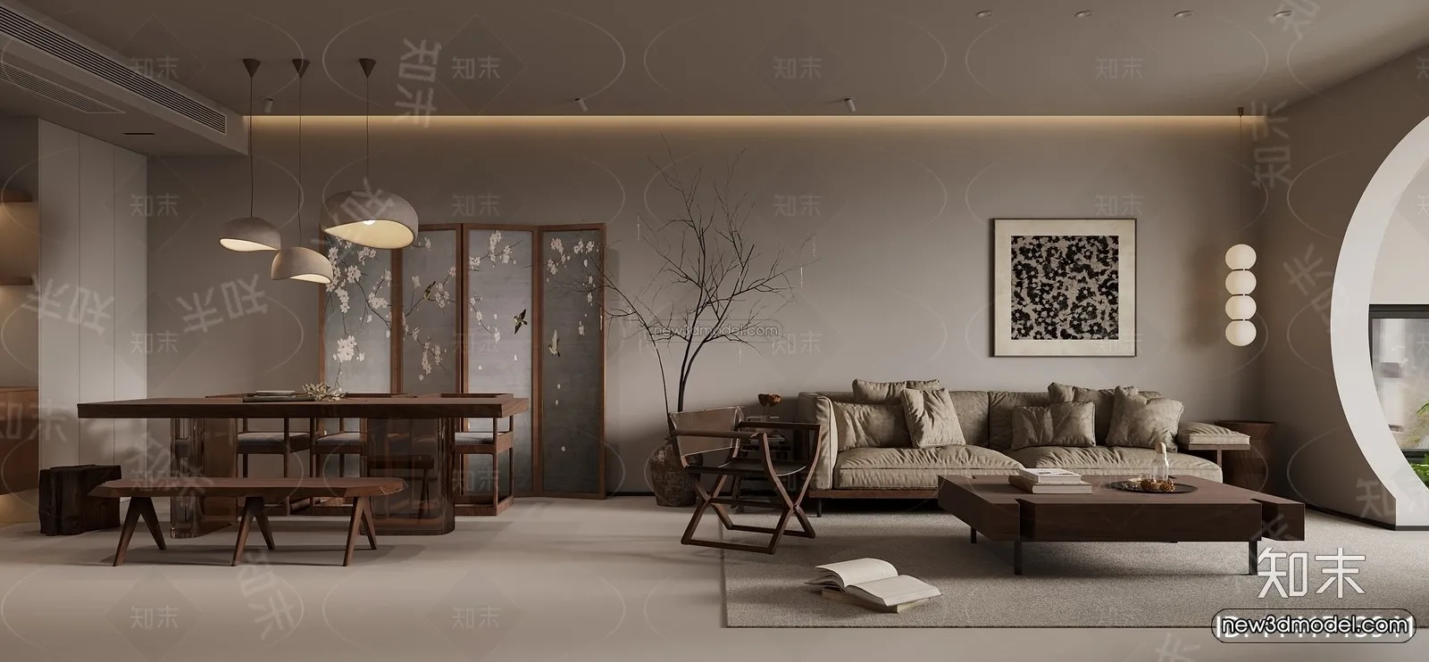 Modern Style Interior 3D Blocks and 3D Models - Living Room 3D Scene - 269