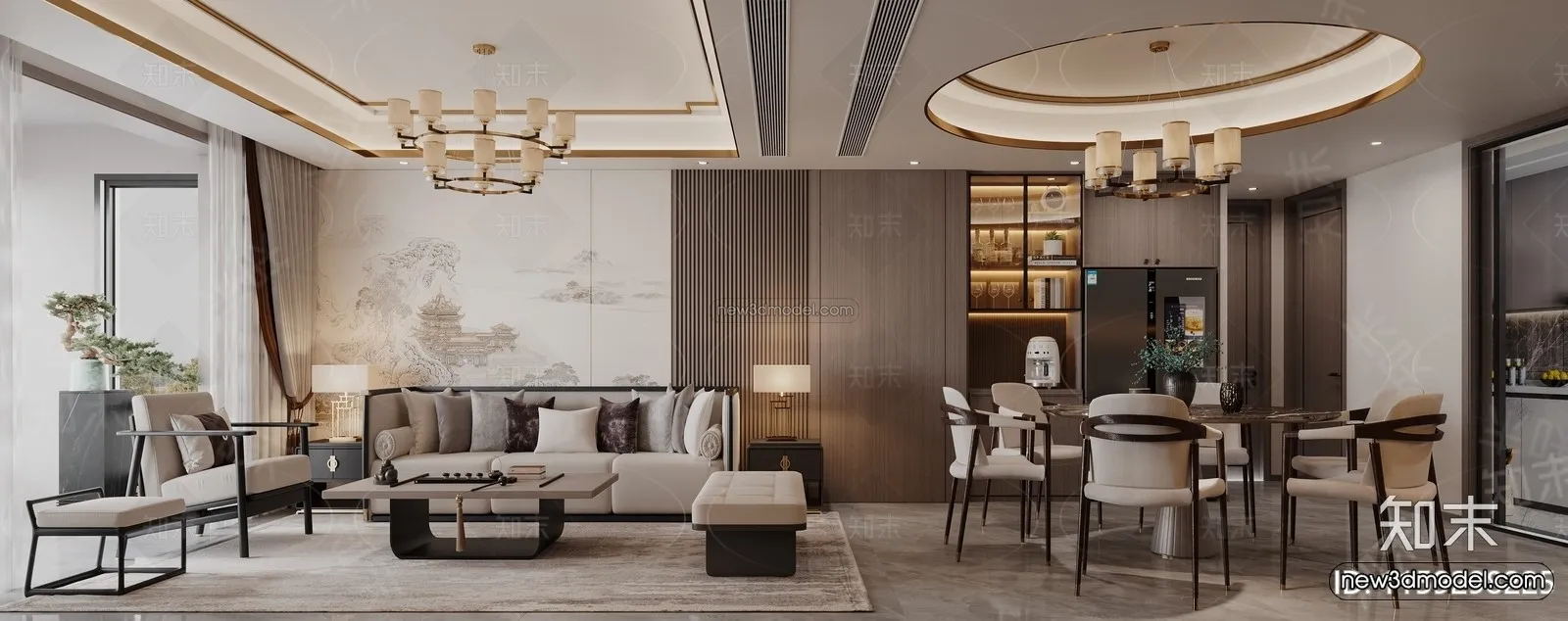 Modern Style Interior 3D Blocks and 3D Models - Living Room 3D Scene - 270