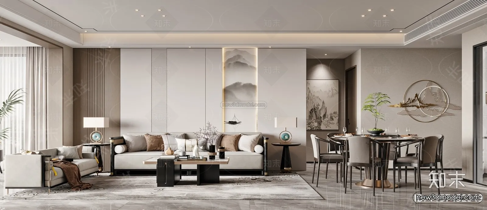 Modern Style Interior 3D Blocks and 3D Models - Living Room 3D Scene - 271