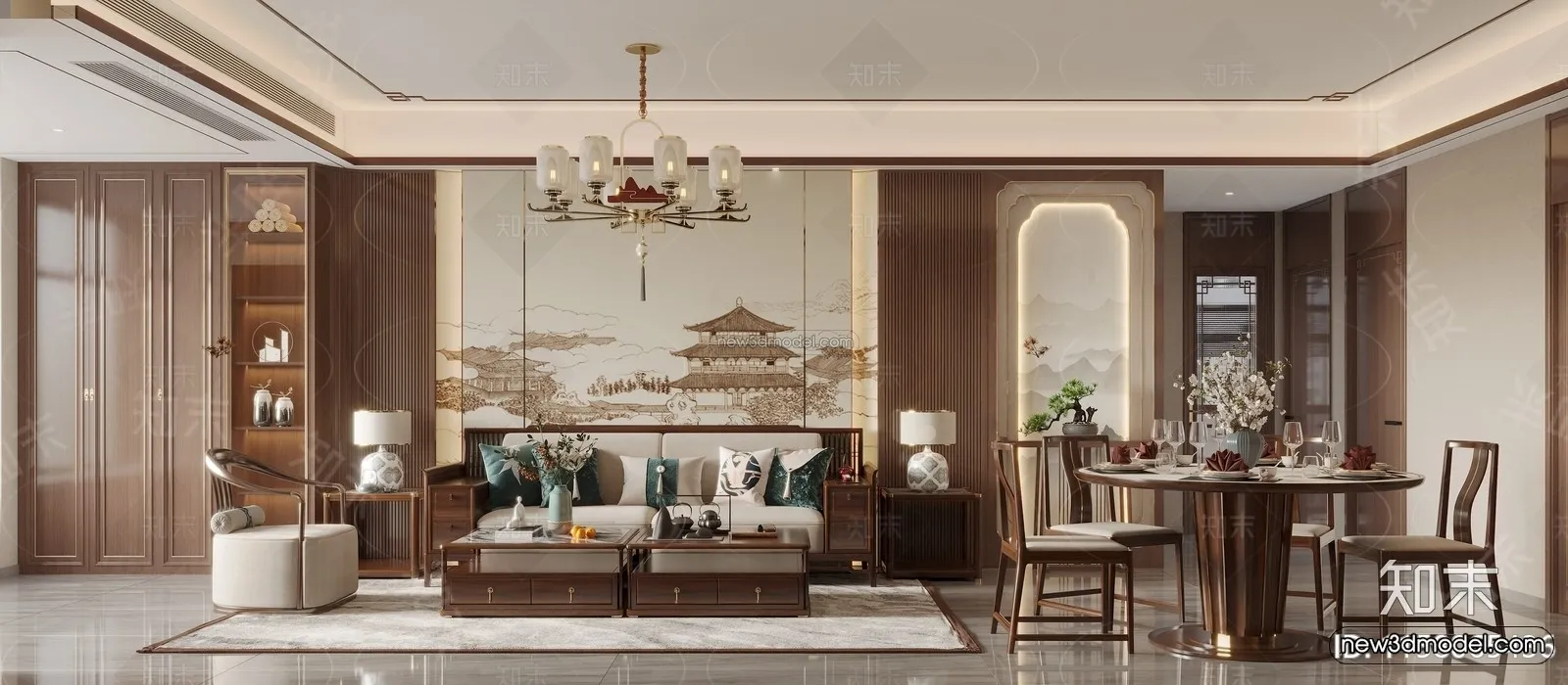 Modern Style Interior 3D Blocks and 3D Models - Living Room 3D Scene - 273