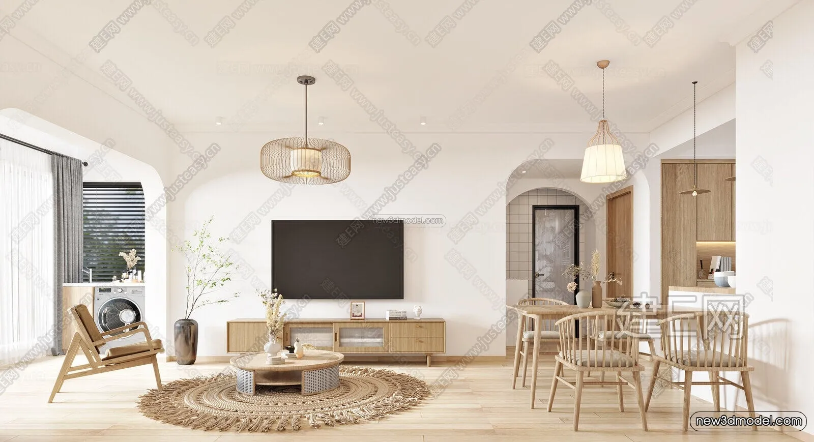 Modern Style Interior 3D Blocks and 3D Models - Living Room 3D Scene - 276