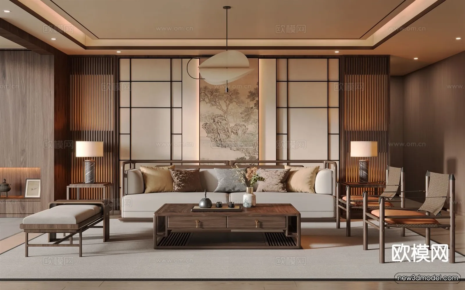 Modern Style Interior 3D Blocks and 3D Models - Living Room 3D Scene - 278