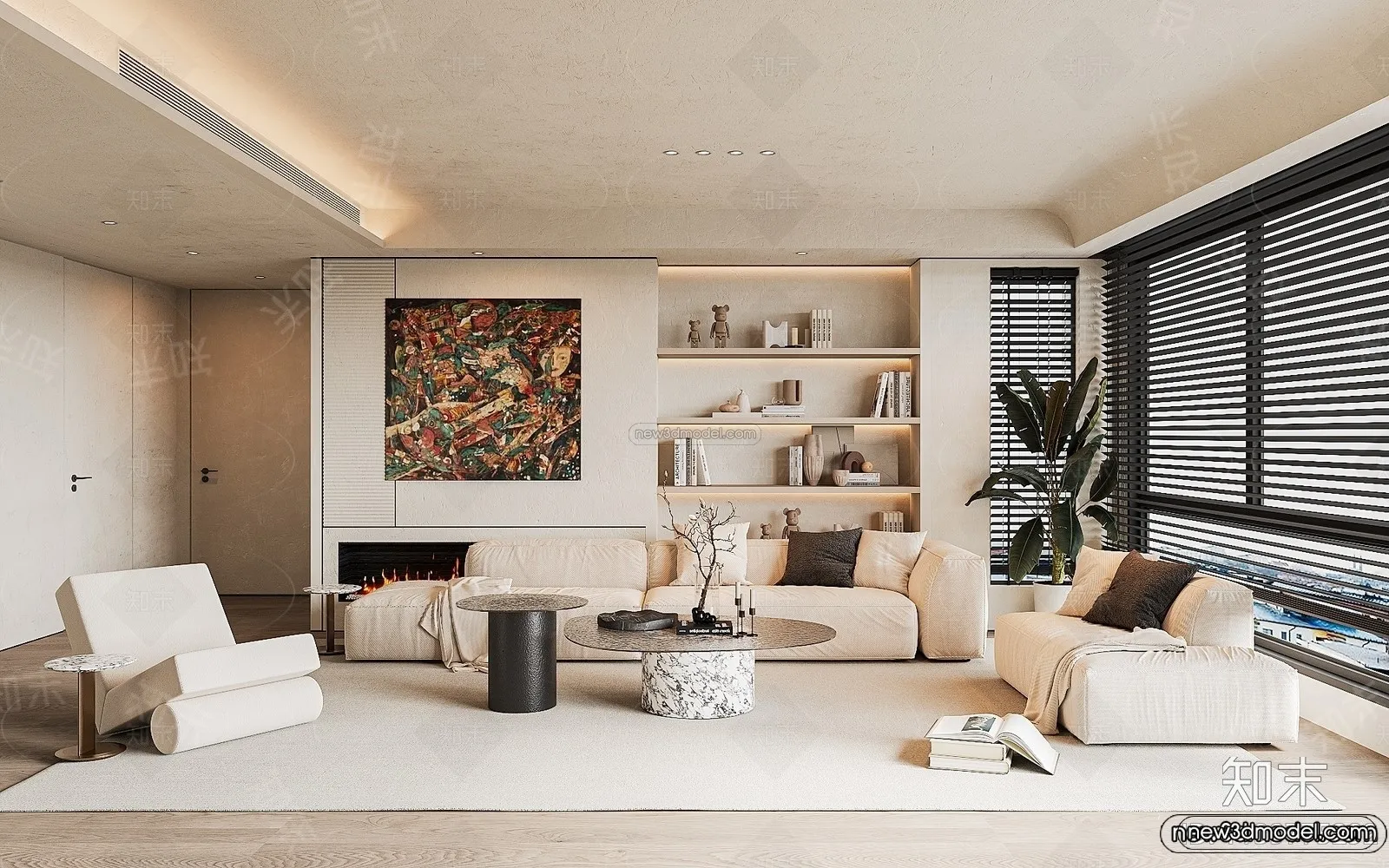 Modern Style Interior 3D Blocks and 3D Models - Living Room 3D Scene - 279