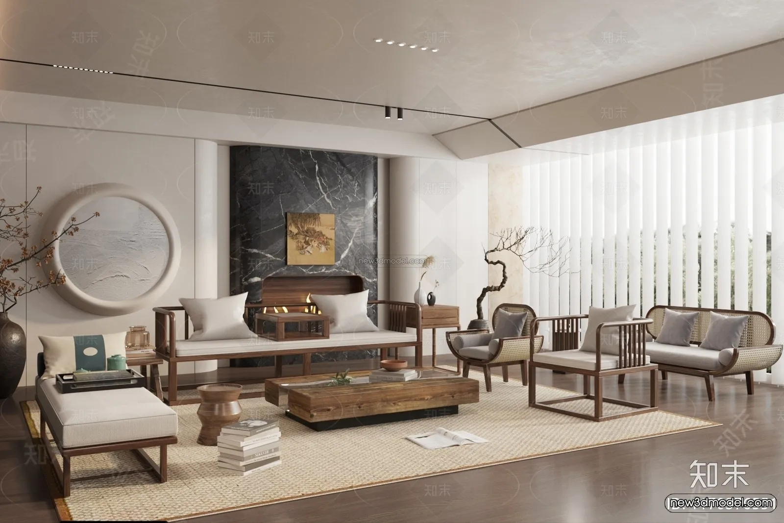 Modern Style Interior 3D Blocks and 3D Models - Living Room 3D Scene - 280