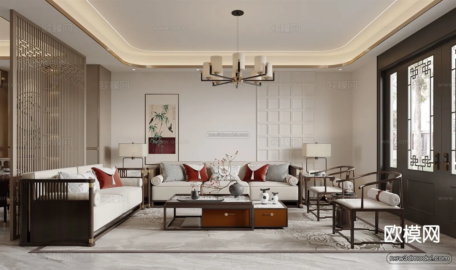 Modern Style Interior 3D Blocks and 3D Models - Living Room 3D Scene - 281