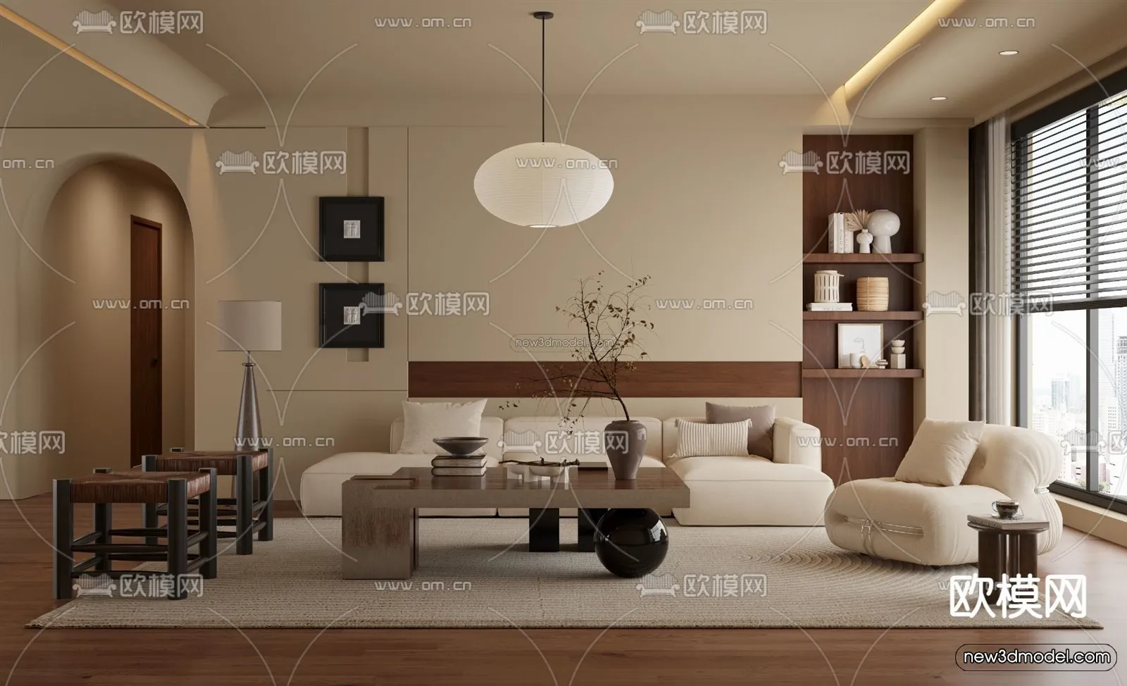 Modern Style Interior 3D Blocks and 3D Models - Living Room 3D Scene - 284