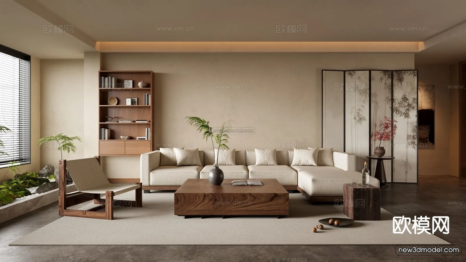 Modern Style Interior 3D Blocks and 3D Models - Living Room 3D Scene - 285