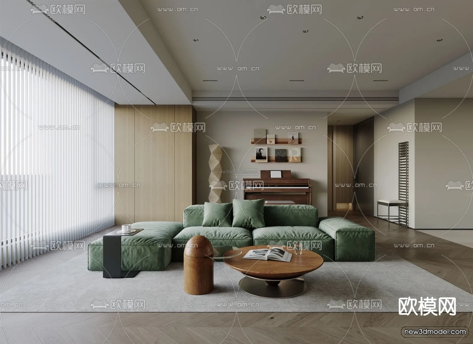 Modern Style Interior 3D Blocks and 3D Models - Living Room 3D Scene - 287