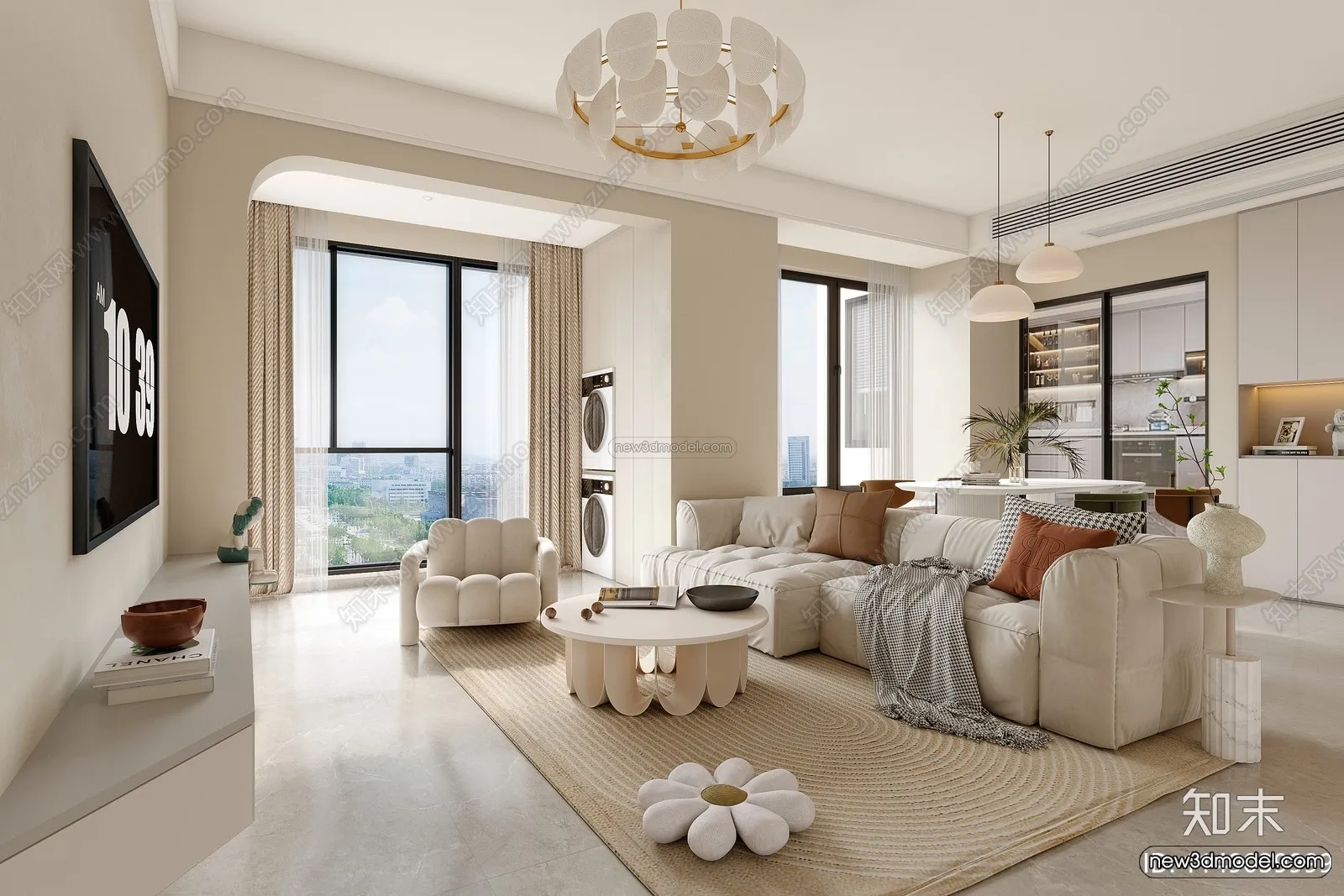 Modern Style Interior 3D Blocks and 3D Models - Living Room 3D Scene - 288