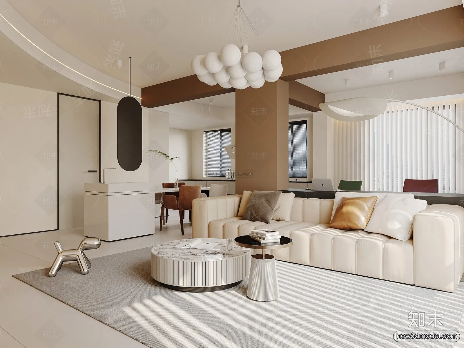 Modern Style Interior 3D Blocks and 3D Models - Living Room 3D Scene - 290