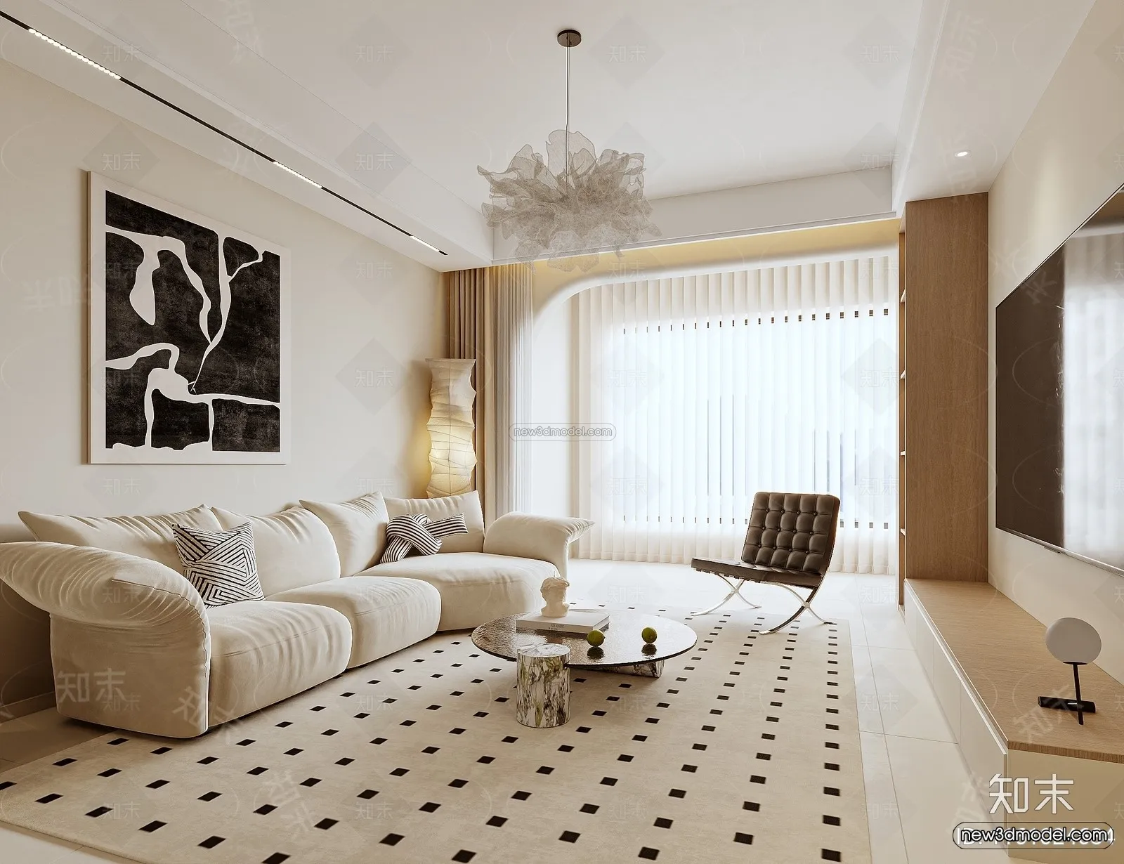 Modern Style Interior 3D Blocks and 3D Models - Living Room 3D Scene - 291