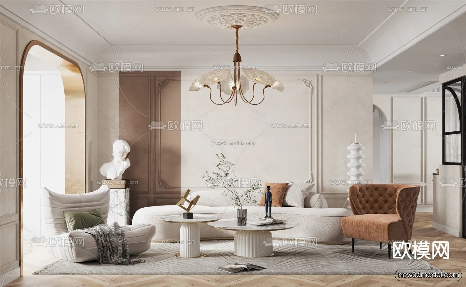 Modern Style Interior 3D Blocks and 3D Models - Living Room 3D Scene - 295