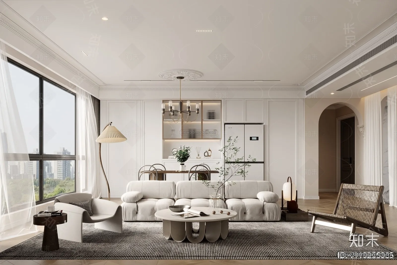 Modern Style Interior 3D Blocks and 3D Models - Living Room 3D Scene - 296