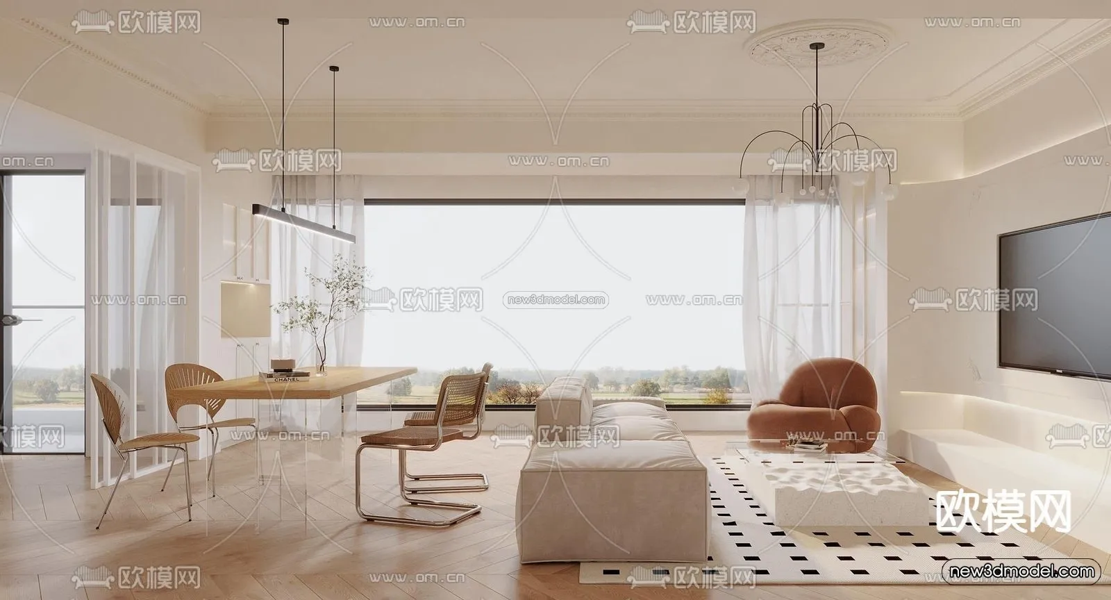 Modern Style Interior 3D Blocks and 3D Models - Living Room 3D Scene - 297