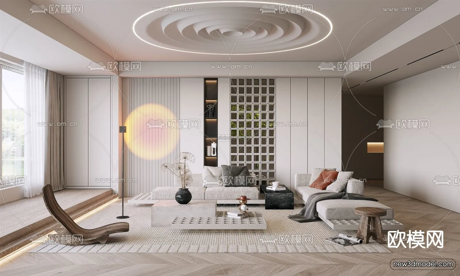 Modern Style Interior 3D Blocks and 3D Models - Living Room 3D Scene - 298