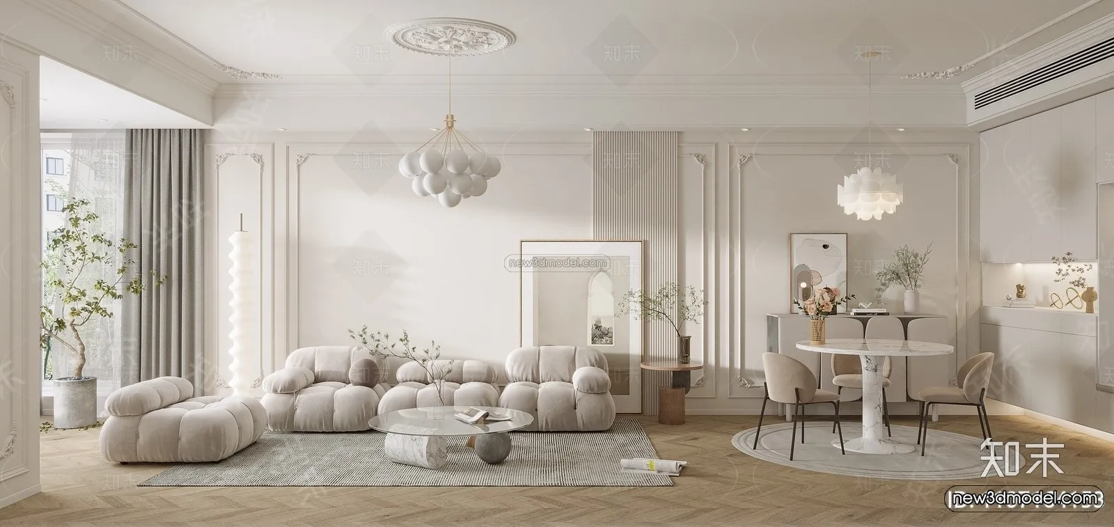 Modern Style Interior 3D Blocks and 3D Models - Living Room 3D Scene - 301