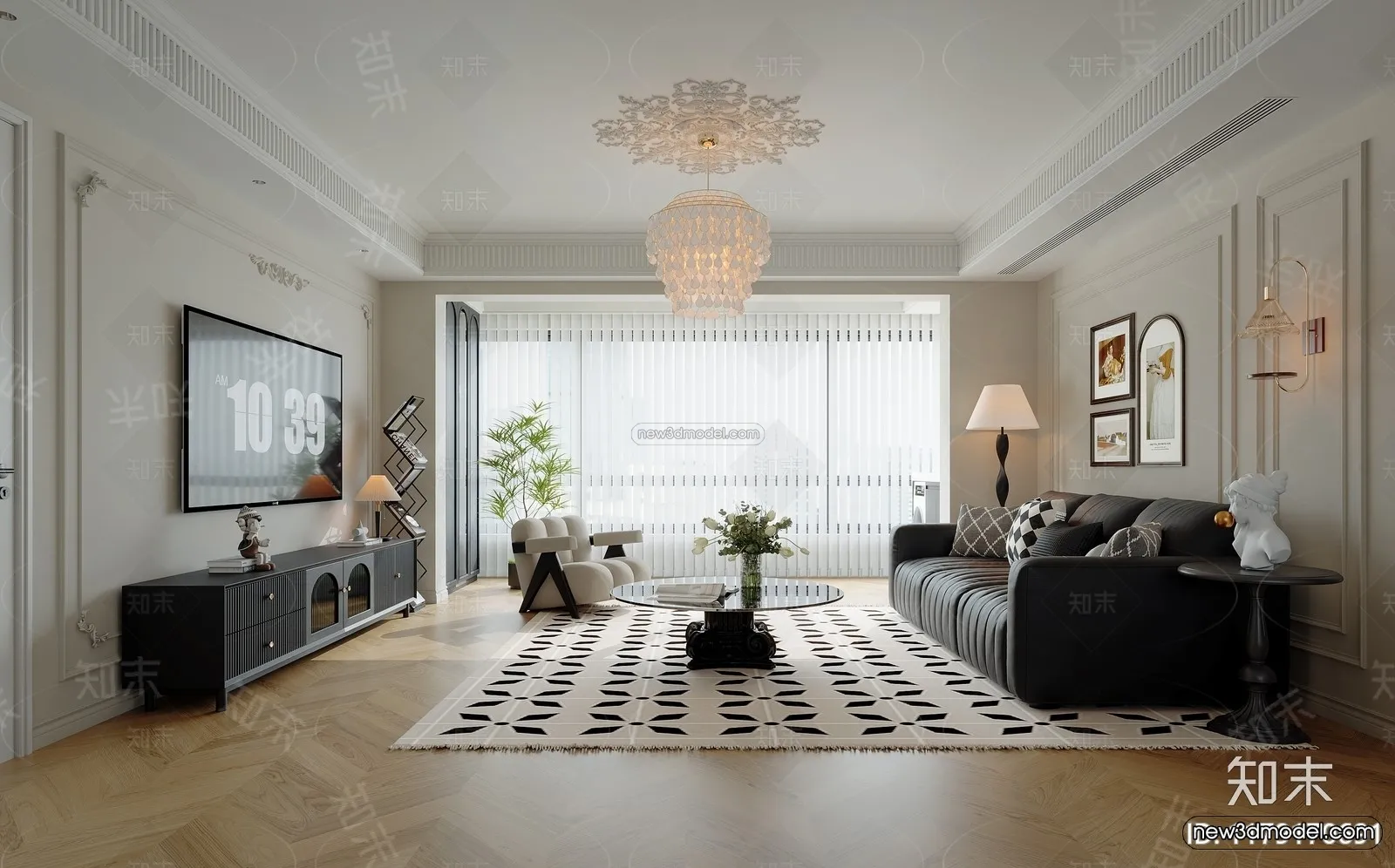 Modern Style Interior 3D Blocks and 3D Models - Living Room 3D Scene - 304