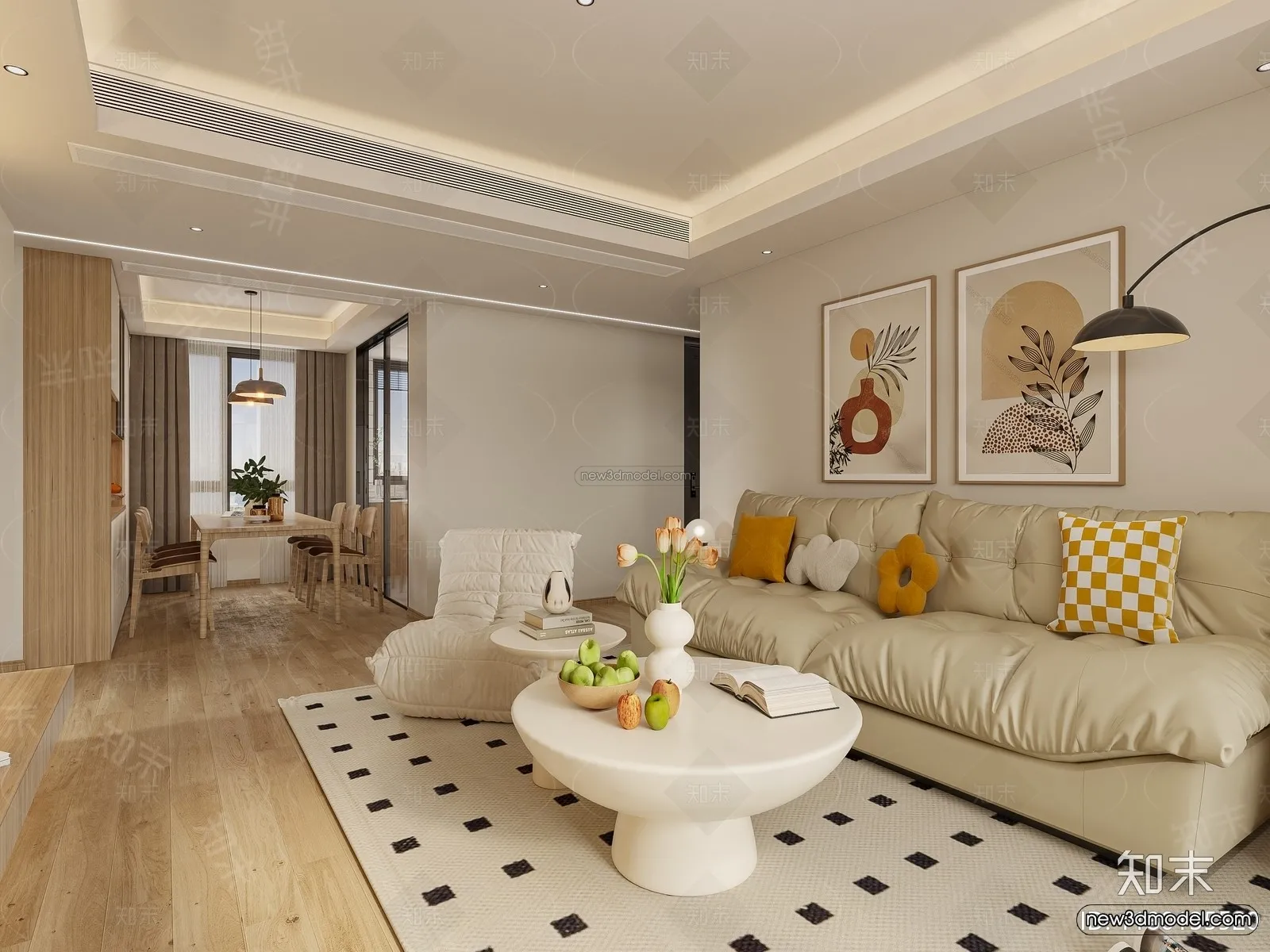 Modern Style Interior 3D Blocks and 3D Models - Living Room 3D Scene - 305