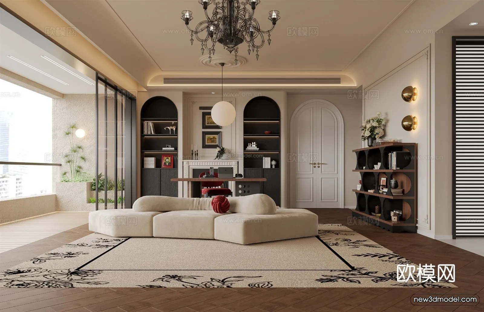 Modern Style Interior 3D Blocks and 3D Models - Living Room 3D Scene - 306