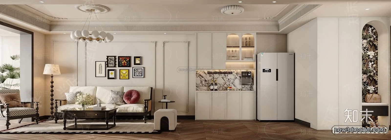 Modern Style Interior 3D Blocks and 3D Models - Living Room 3D Scene - 308