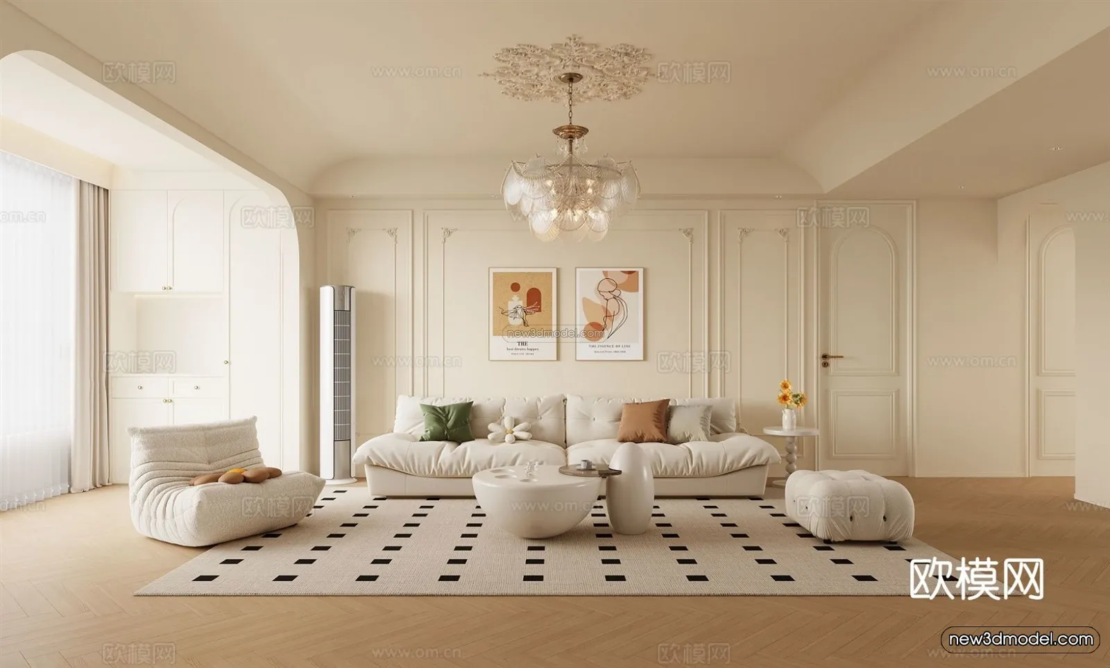 Modern Style Interior 3D Blocks and 3D Models - Living Room 3D Scene - 309