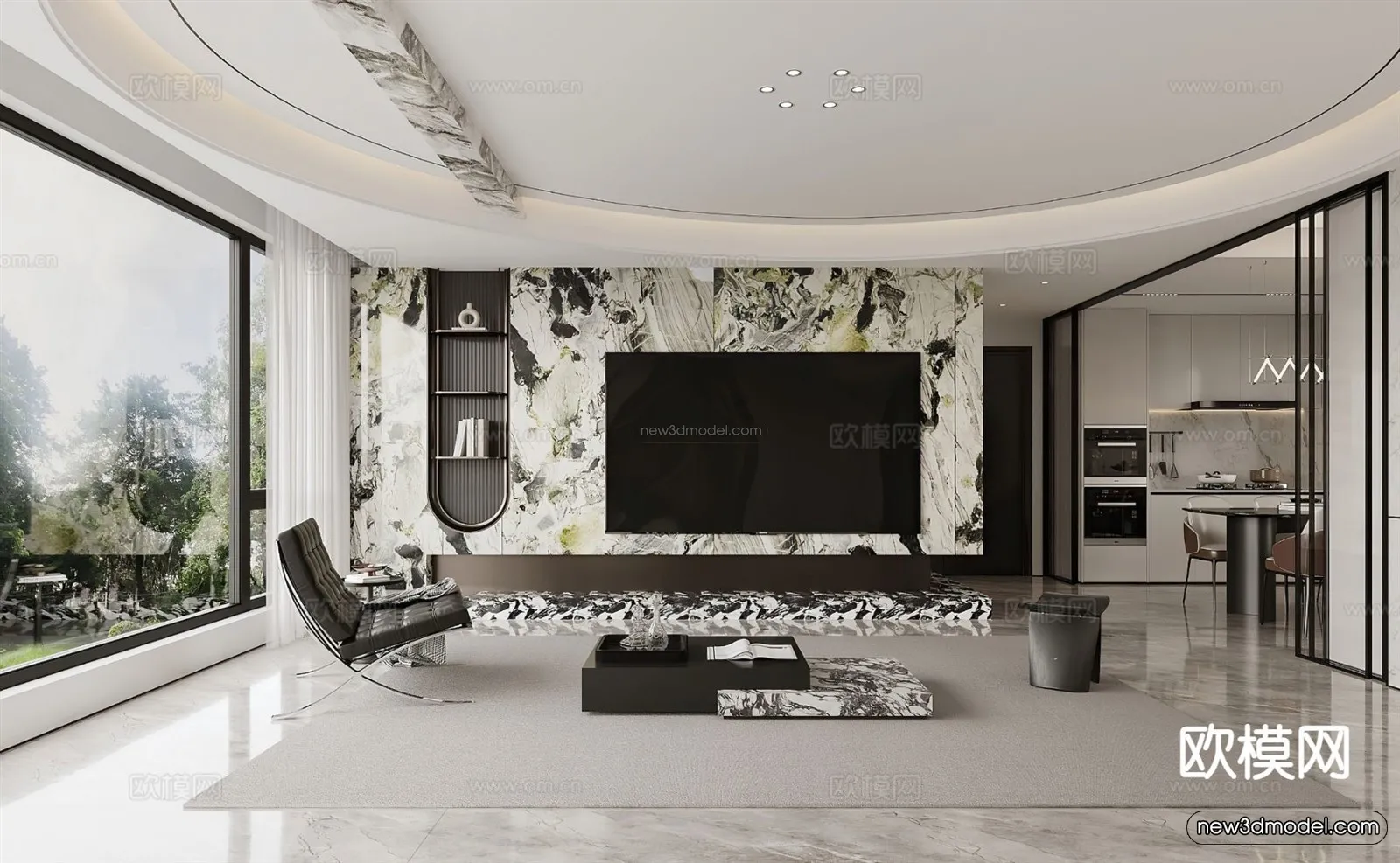 Modern Style Interior 3D Blocks and 3D Models - Living Room 3D Scene - 310