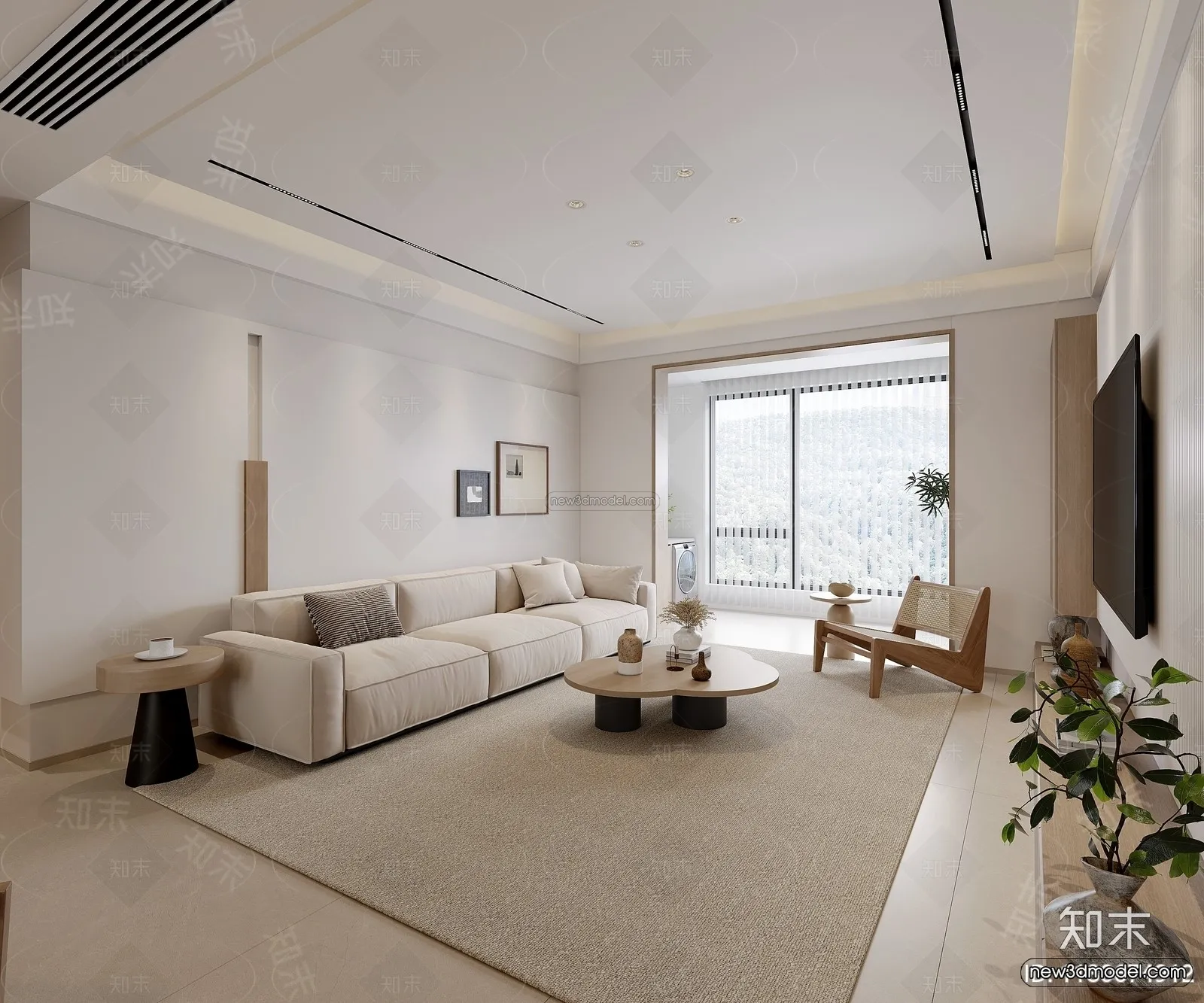 Modern Style Interior 3D Blocks and 3D Models - Living Room 3D Scene - 311