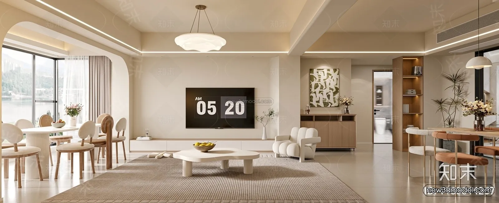 Modern Style Interior 3D Blocks and 3D Models - Living Room 3D Scene - 312